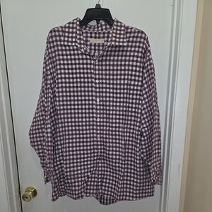Men's Checkered Shirt - Maroon and White